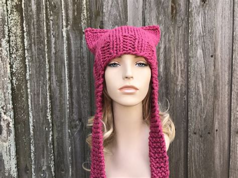 Pink Cat Hat Pink Pussyhat Pink Pussy Hat Pink Cat Ear Hat Etsy