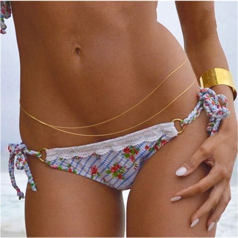 aimsie vergoldet bikini beach body bauch taillenkette quaste gold