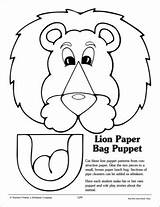 Puppet Bag Paper Lion Printable Puppets Template Pattern Printables Crafts Craft Animal Scholastic Activities Patterns Daniel Lions Sheets Templates Bags sketch template