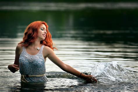 women redhead water wallpapers hd desktop and mobile backgrounds