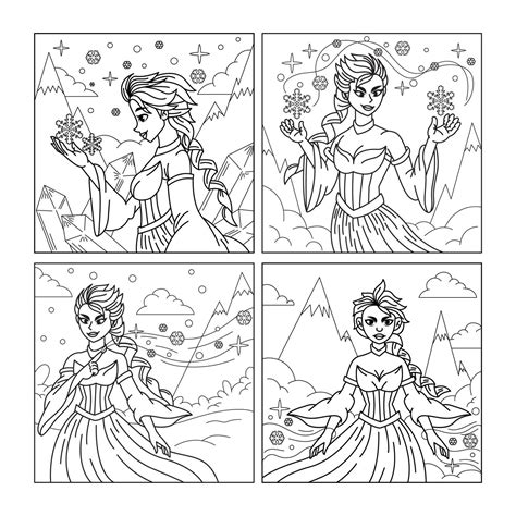 ice queen coloring pages  vector art  vecteezy