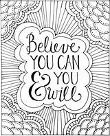 Coloring Pages Quote Adult Believe Color Will sketch template
