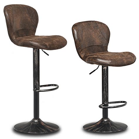 costway vintage bar stool air lift adjustable seat height  footrest