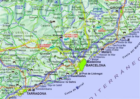kaart van barcelona en omgeving kaart van barcelona spanje en het omliggende gebied catalonie
