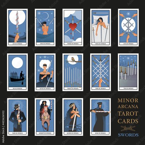 minor arcana tarot cards swords  ace   figures   court