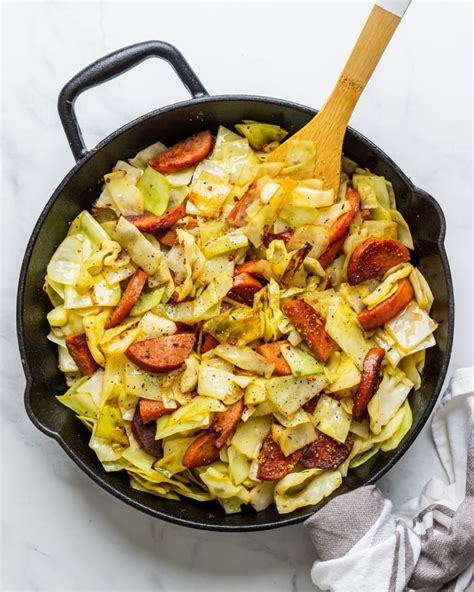 minute cabbage  kielbasa skillet   easy keto dinner recipe