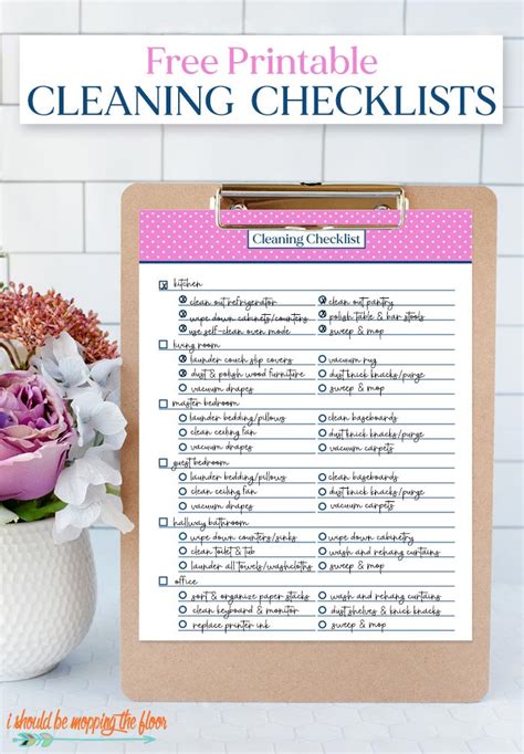 printable cleaning checklist template    mopping  floor