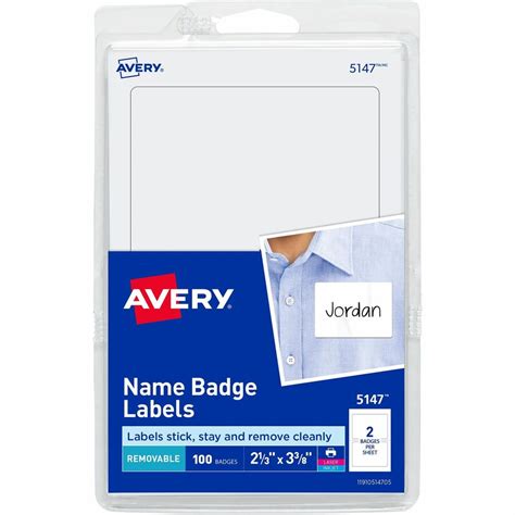 avery white print  write  badge labels