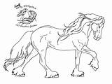 Friesian Pferde Lineart Ausmalbilder Friesen Tinker Drawings Zeichnen Paard Fc07 Markings Equine sketch template