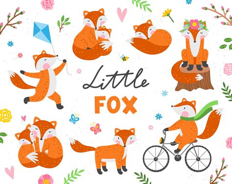fox clipart fox png files baby fox clip art fox illustration etsy