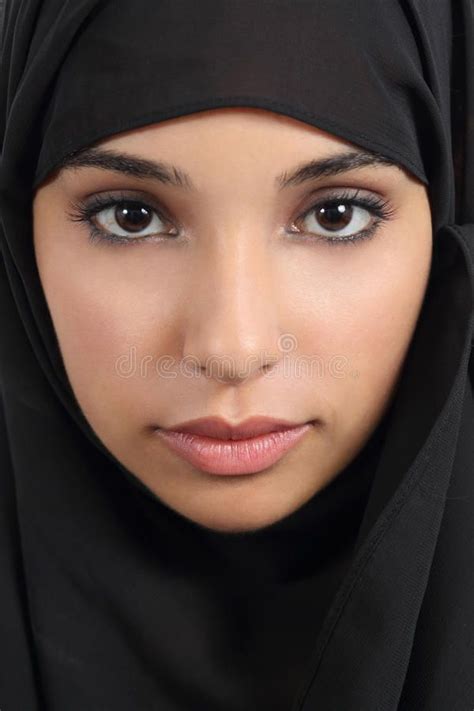 Portrait Of A Beautiful Arab Woman Face With A Black Scarf Royalty Free