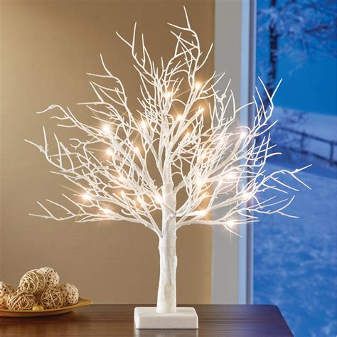 lighted led frosted white tabletop tree collections