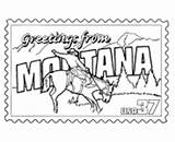 Montana Coloring State Pages Mt Stamp Printables Usa States Postage sketch template