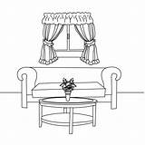 Room Coloring Pages Living Dining Kids Color Clipart Print Colouring Stamps Sheets Houses Furniture Book Decor Clip Paint Household Preschooler sketch template