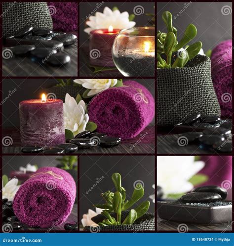 spa setting collage stock photo image  care beauty