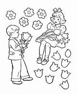 Coloring Boy Girl Pages Clipart English Library Poem Class Valentines Little sketch template