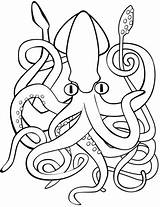 Squid Coloring Pages Printable Categories Drawing sketch template
