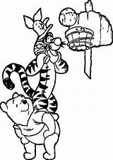 Coloring Basketball Disney Sports Winnie Pages Choose Board Playing Pooh sketch template