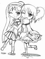 Coloring Pages Girls Friend Teenage Anime Friends Cute Visit Print Drawing sketch template