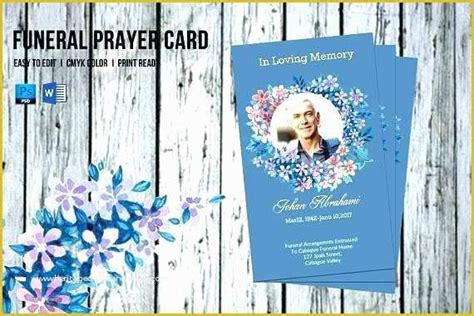 printable funeral prayer card template  memorial service program