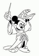 Fantasia Coloring Pages Disney Mickey Mouse Wizard Re sketch template
