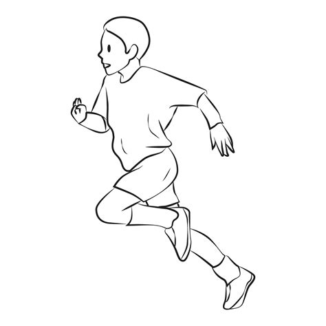kid running outline vector cartoon illustration  vector art