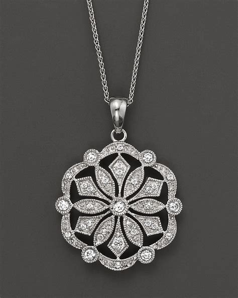 diamond medallion pendant   white gold  ct tw bloomingdales