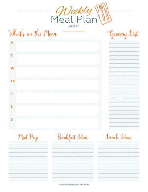 weekly menu planner lexis clean kitchen   meal planning template meal planner