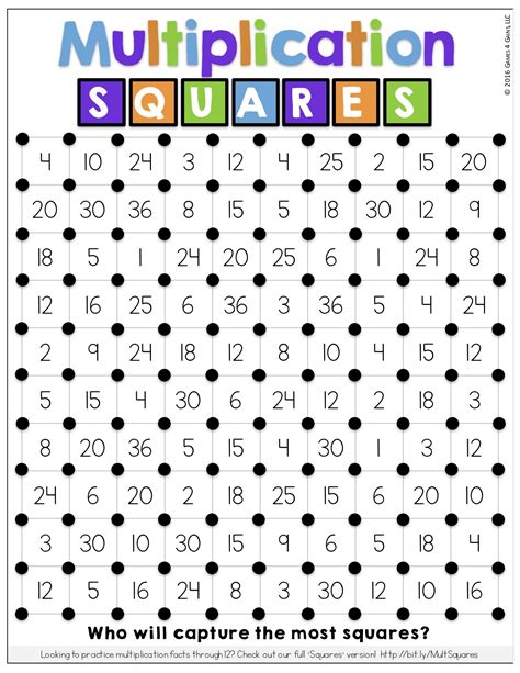 multiplication squares printable printable templates