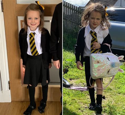 first day at school mum s before and after photos of daughter go viral