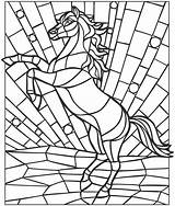 Coloring Glass Stained Pages Horse Adults Kids sketch template