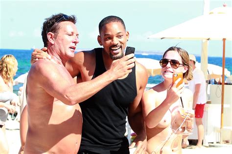 put them away will smith in awkward selfie with a topless female fan