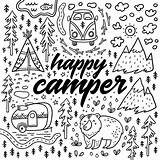 Campeggio Felice Stampa Disegnata Campeggiatore Fumetto Coloringhome Campsite sketch template