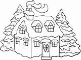 Christmas Coloring House Pages Clipart Snow Pole North Covered Houses Color Snowy Xmas Eve Cliparts Applique Clip Colouring Printable Patterns sketch template