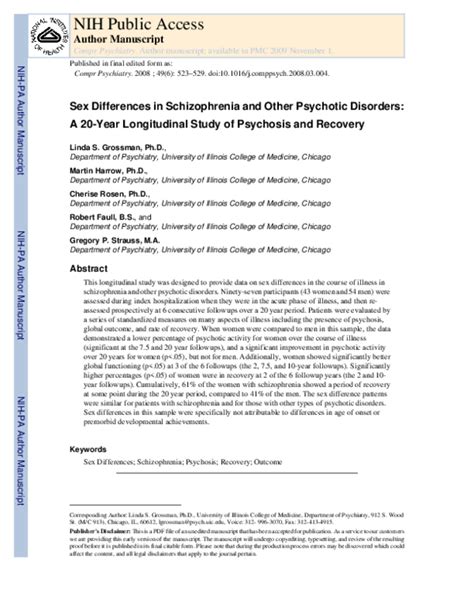 pdf sex differences in schizophrenia and other psychotic disorders a