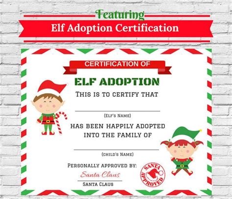 elf adoption certificate elf printables elf  cuteartclip