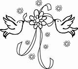 Coloring Pages Bird Flower Wedding Beautiful Kids Doves Clip Dove Color Flowers sketch template