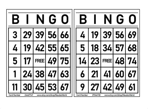 printable bingo cards   page large activities  etsy