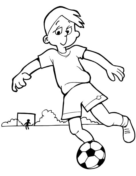soccer coloring page boy concentrating  ball