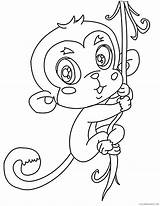 Monkey Coloring Cute Hanging Coloring4free Pages Tree Related Posts sketch template