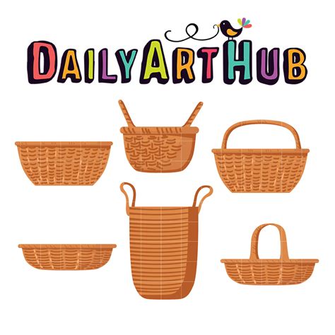 wicker basket collection clip art set daily art hub  clip art