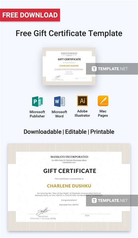 gift certificate template google docs illustrator word apple pages psd publisher
