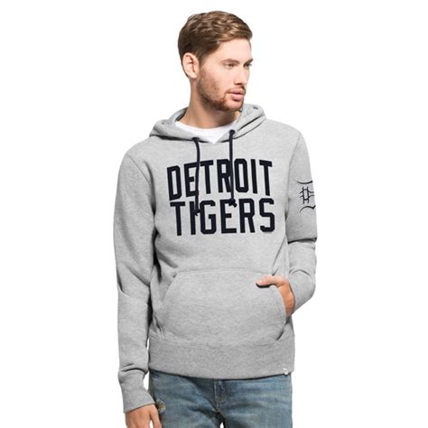 detroit tigers gamebreak cross check pullover hoodie mens slate grey  brand hoodies grey