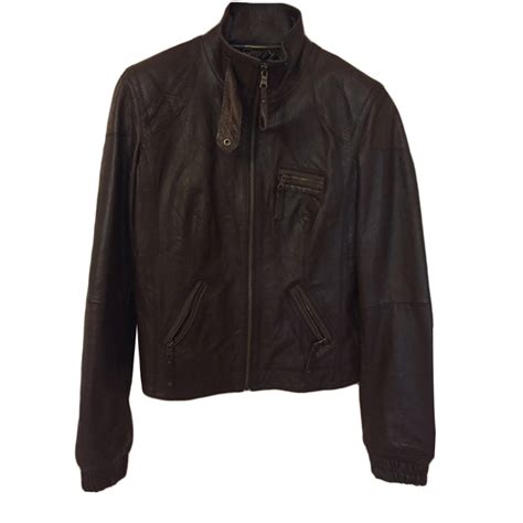 leather jacket bershka    brown