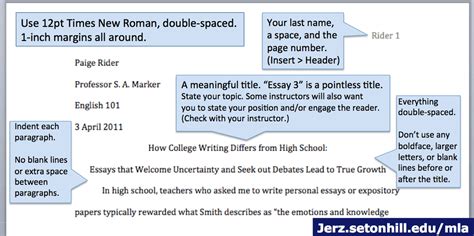 mla written essay format mla style guide formatting  paper