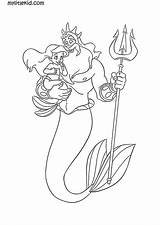 Triton Arielle Coloring Mermaid Holds Segura Sereia Mylitlekid sketch template