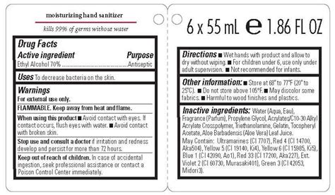 ndc   bodycology hand sanitizer gift set label information details usage precautions