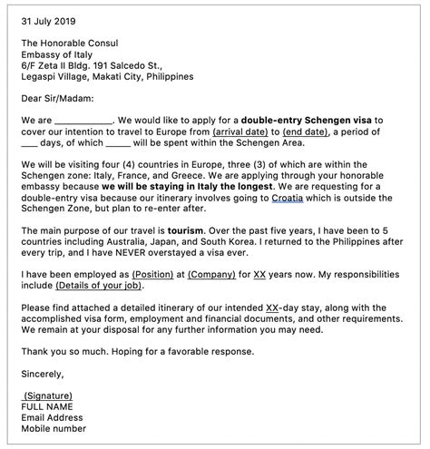 covering letter format  singapore tourist visa application cover