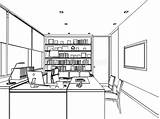 Office Perspective Drawing Sketch Interior Outline Space Preview Wire sketch template