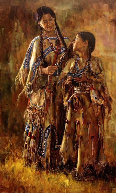 native american oil paintings  indian village native